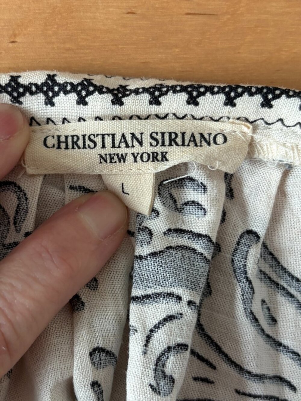 Christian Siriano Black/Cream Linen Top L - Picture 6 of 7